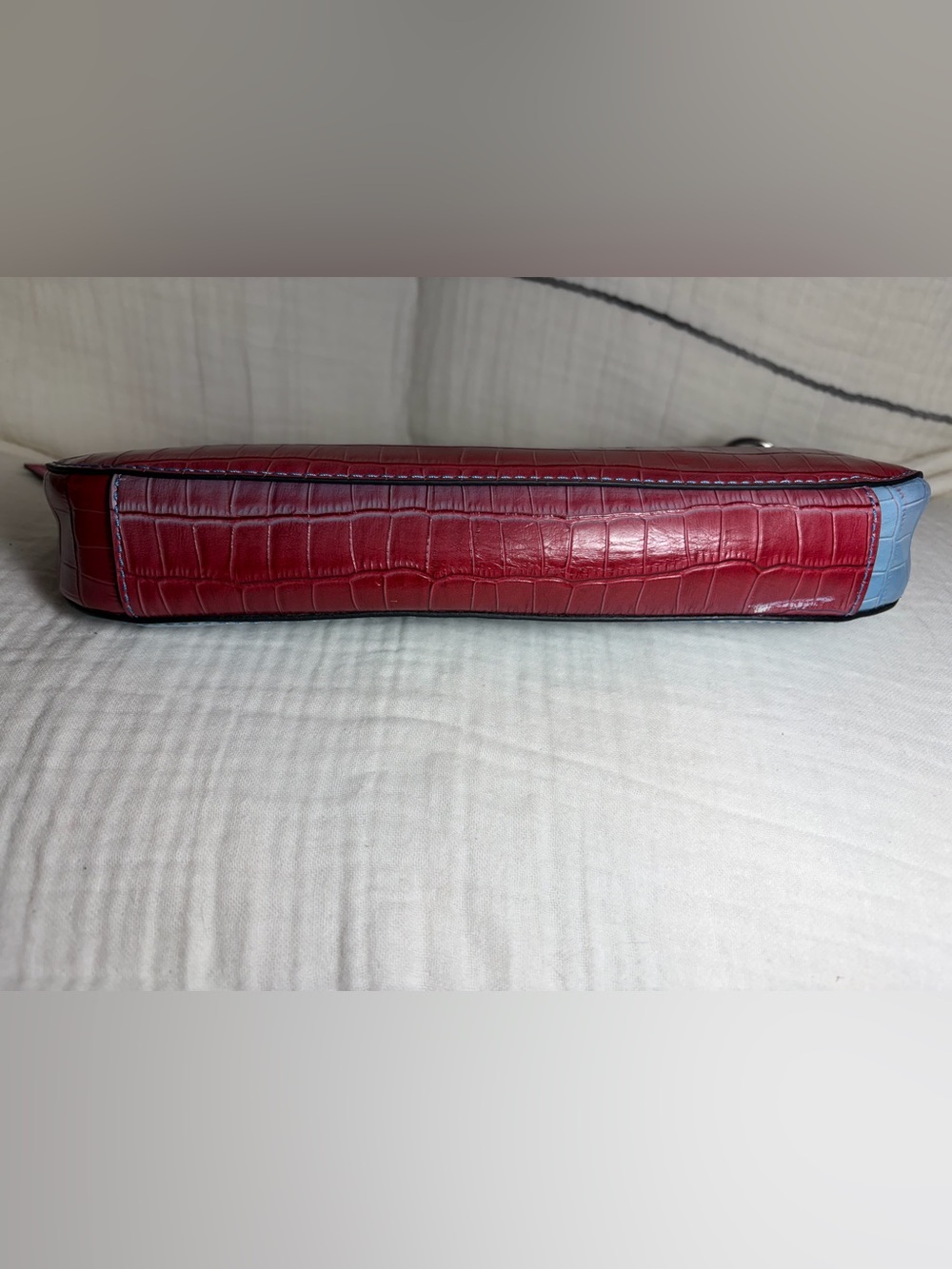 Vince Camuto Irine Small Shoulder Bag Blue and Red Ombré Croco Leather - Picture 6 of 12